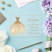 Gouden Glitter Jurk Script Quinceañera Party Acryl Uitnodigingen (Insitu (Huwelijk))