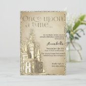 Gouden Glitter Kasteel Sprookje Thema Kaart (Staand voorkant)