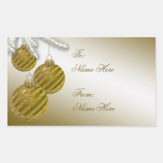 Gouden Glitter Kerst Ornamenten Rechthoekige Sticker (Voorkant)
