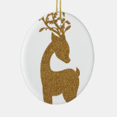 Gouden Glitter Kerst Reindeer Keramisch Ornament (Rechts)