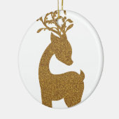 Gouden Glitter Kerst Reindeer Keramisch Ornament (Links)