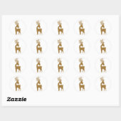 Gouden Glitter Kerst Reindeer Ronde Sticker (Vel)