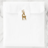 Gouden Glitter Kerst Reindeer Ronde Sticker (Tas)