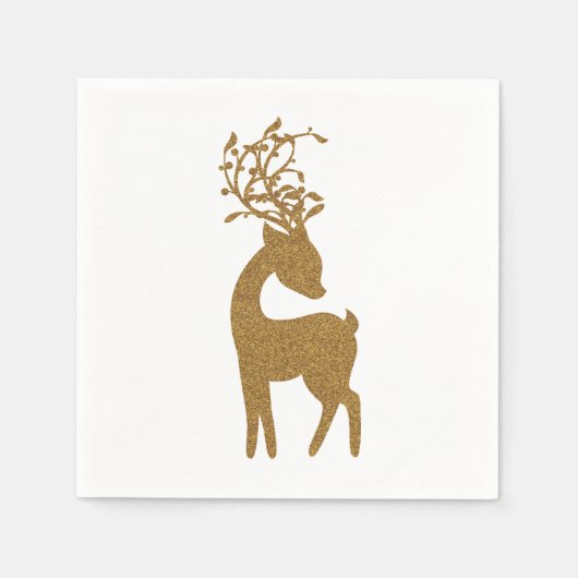 Gouden Glitter Kerst Reindeer Servetten (Voorkant)