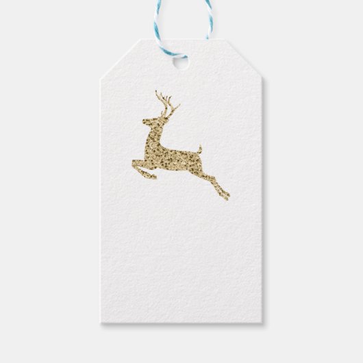 Gouden Glitter Kerst Rendier Gift Labels Cadeaulabel (Voorkant)