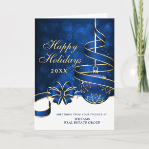 Gouden Glitter Kerstbal Zakelijke Groet Feestdagen Kaart
