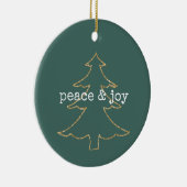 Gouden Glitter Kerstboom Pine Green Peace Keramisch Ornament (Rechts)