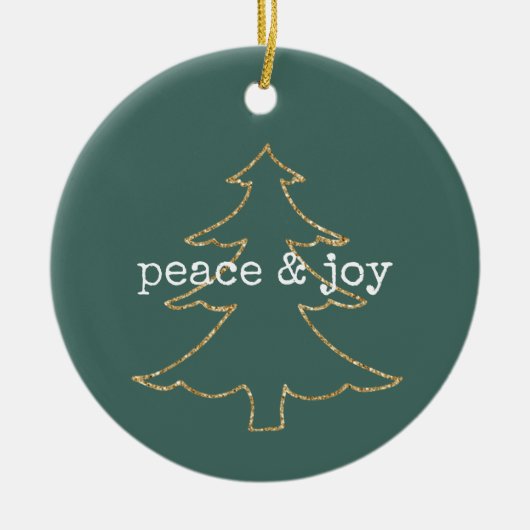 Gouden Glitter Kerstboom Pine Green Peace Keramisch Ornament (Voorkant)