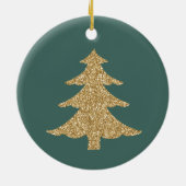 Gouden Glitter Kerstboom Pine Green Peace Keramisch Ornament (Achterkant)