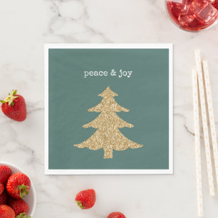 Gouden Glitter Kerstboom Pine Green Peace Servet