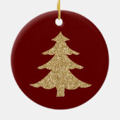 Gouden Glitter Kerstboom Rode Vrede Keramisch Ornament (Achterkant)