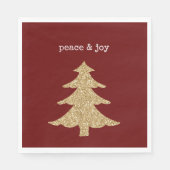 Gouden Glitter Kerstboom Rode Vrede Servet (Voorkant)