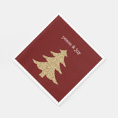 Gouden Glitter Kerstboom Rode Vrede Servet (Hoek)