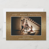 Gouden Glitter Kerstmis Fotokaart Feestdagenkaart (Voorkant)