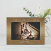 Gouden Glitter Kerstmis Fotokaart Feestdagenkaart (Staand voorkant)