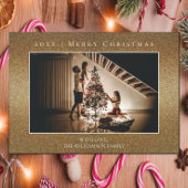 Gouden Glitter Kerstmis Fotokaart Feestdagenkaart