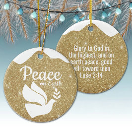Gouden Glitter Kerstmis Lukas Bijbelvers ⛪️ 🎄 Keramisch Ornament