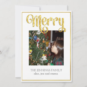 Gouden Glitter Kerstmis - Minimalistische Foto Ker Feestdagenkaart