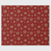 Gouden Glitter Kerstmis Sneeuwvlokken Feestelijk Cadeaupapier (Vlak)