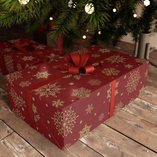 Gouden Glitter Kerstmis Sneeuwvlokken Feestelijk Cadeaupapier