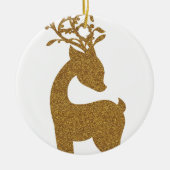 Gouden Glitter Kerstvakantie Rendieren Keramisch Ornament (Voorkant)