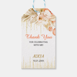 Gouden Glitter Ketting Geel Sinaasappel Bloem Verj Cadeaulabel