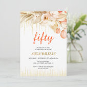 Gouden Glitter Ketting Geel Sinaasappel Bloem Verj Kaart (Staand voorkant)