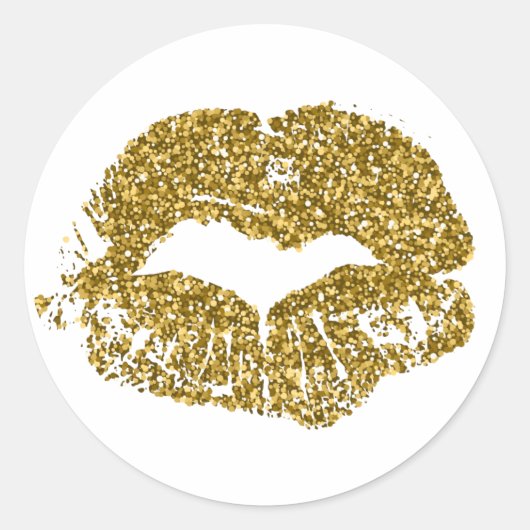 Gouden Glitter Kisses Ronde Sticker (Voorkant)
