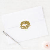 Gouden Glitter Kisses Ronde Sticker (Envelop)