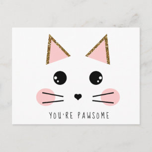 Gouden Glitter Kitty Kat Briefkaart