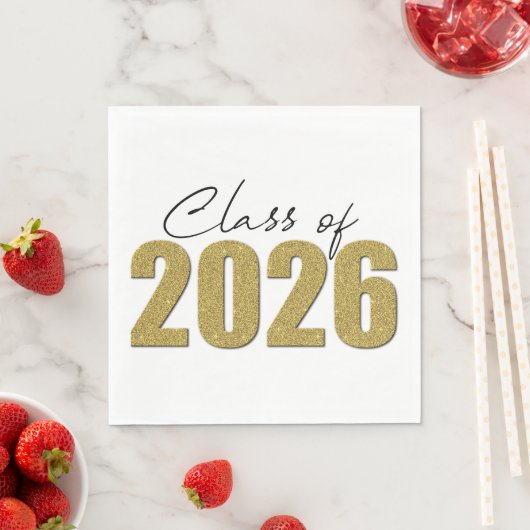 Gouden Glitter Klas van 2026 Servet (Insitu)