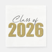 Gouden Glitter Klas van 2026 Servet (Voorkant)