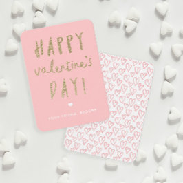 Gouden Glitter Klaslokaal Gelukkig Valentijnsdag Notitiekaartje