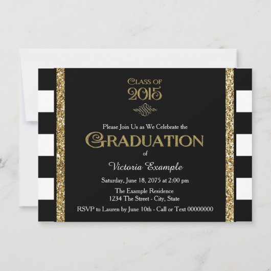 Gouden Glitter Klasse van 2015 Afstuderen Kaart
