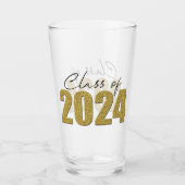 Gouden Glitter Klasse van 2024 Glas (Voorkant)