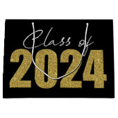 Gouden Glitter Klasse van 2024 Groot Cadeauzakje (Voorkant)