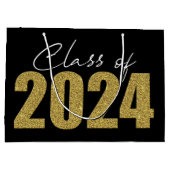Gouden Glitter Klasse van 2024 Groot Cadeauzakje (Achterkant)