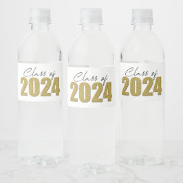 Gouden Glitter Klasse van 2024 Waterfles Etiket