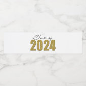 Gouden Glitter Klasse van 2024 Waterfles Etiket (Enkel label)