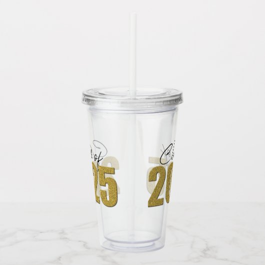 Gouden Glitter Klasse van 2025 Acryl Drinkbeker (Rechts)