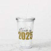 Gouden Glitter Klasse van 2025 Acryl Drinkbeker (Achterkant)