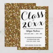Gouden Glitter Klasse van 2025 Afstuderen Kaart (Voorkant / Achterkant)