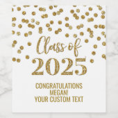 Gouden Glitter Klasse van 2025 Afstuderen Wijn Etiket (Enkel label)