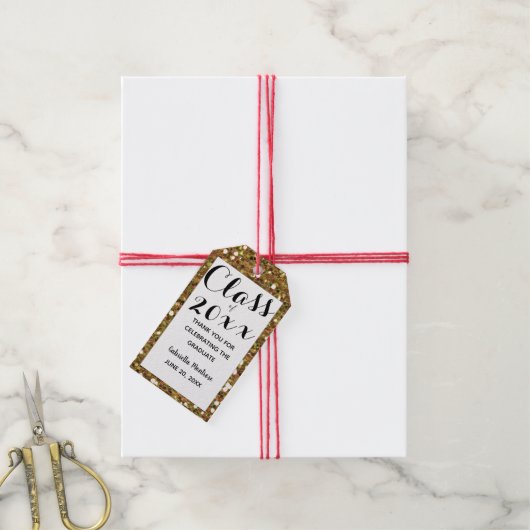 Gouden Glitter Klasse van 2025 Cadeaulabel (Met Touw)