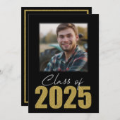 Gouden Glitter Klasse van 2025 Foto Aankondiging (Voorkant / Achterkant)