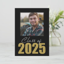 Gouden Glitter Klasse van 2025 Foto Aankondiging