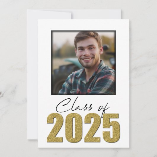 Gouden Glitter Klasse van 2025 Foto Aankondiging (Voorkant)