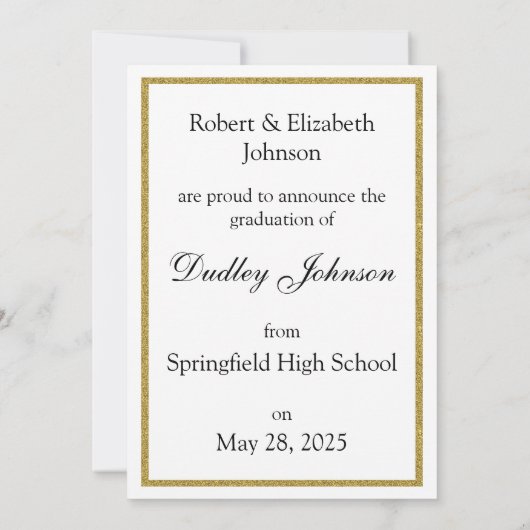 Gouden Glitter Klasse van 2025 Foto Aankondiging (Achterkant)