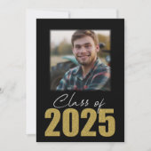 Gouden Glitter Klasse van 2025 Foto Open Huis Kaart (Voorkant)