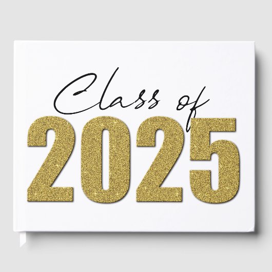 Gouden Glitter Klasse van 2025 Gastenboek (Voorkant)